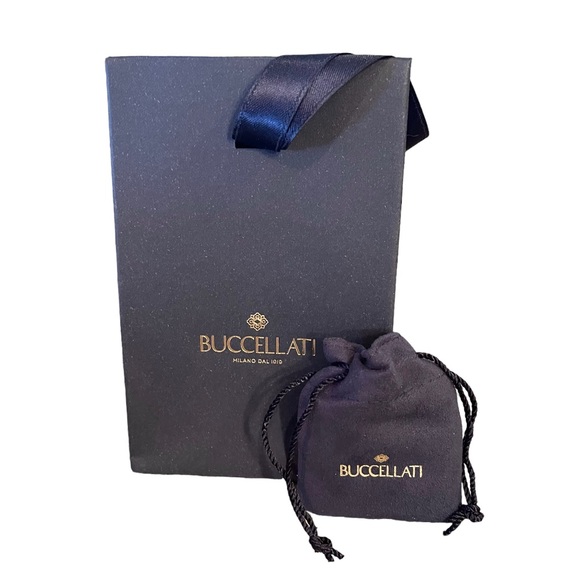 🇮🇹 Buccellati Sterling Silver Logo Mahogany Wood Stud Earrings & Travel Pouch - Picture 6 of 7